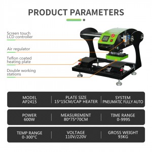 2IN1 Label Printing Cap Heat Press Pneumatic semi-automatic Heat Press Machine for Cap